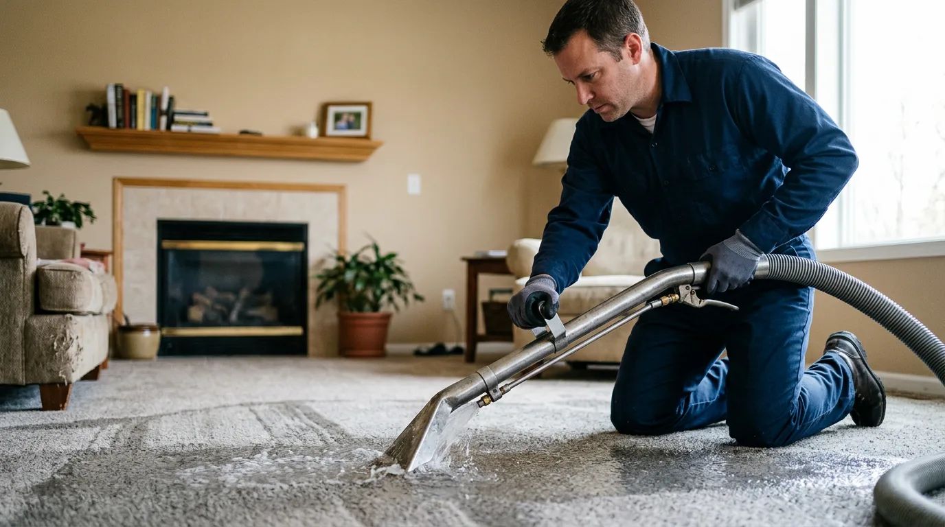 Water damage restoration technician working near Perryville, AR